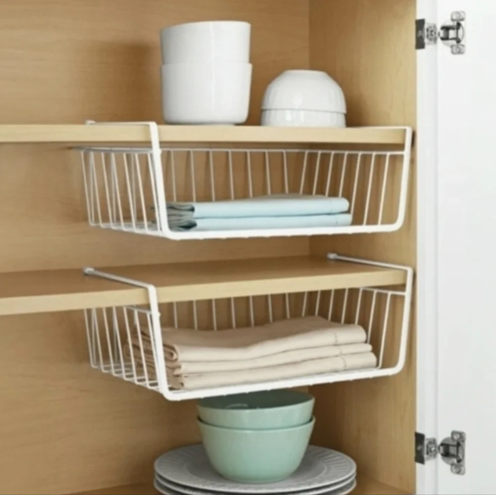The Container Store One White Under-Shelf Wire Basket